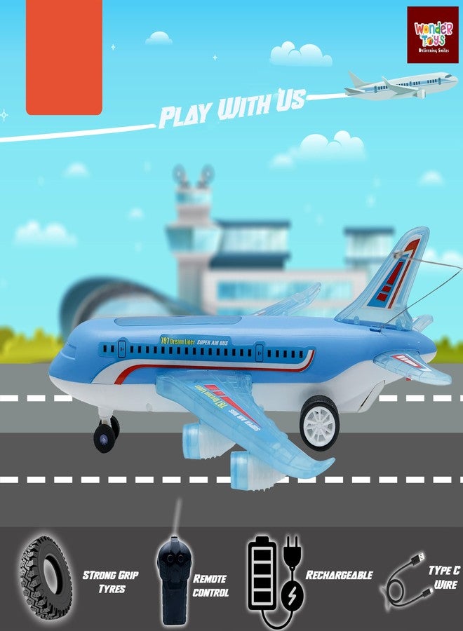 وندر لعبة طائرة التحكم عن بعد Wonder A-787، أضواء مثيرة لكامل الجسم وأصوات واقعية للأطفال (أزرق) - Image 3